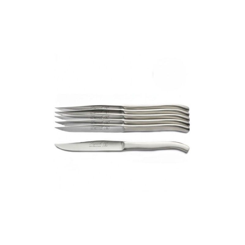 6 couteaux luxe table inox 21cm micro dents manche droit lame inox steak  cuisine restaurant - Cdiscount Maison