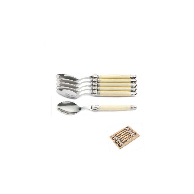 Set of six small ivory spoons Laguiole Attitude