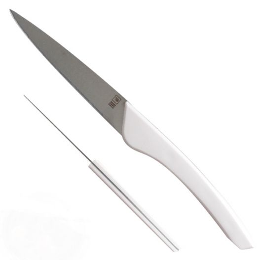 6 couteaux Bistrot, manche polymère blanc, fabrication française