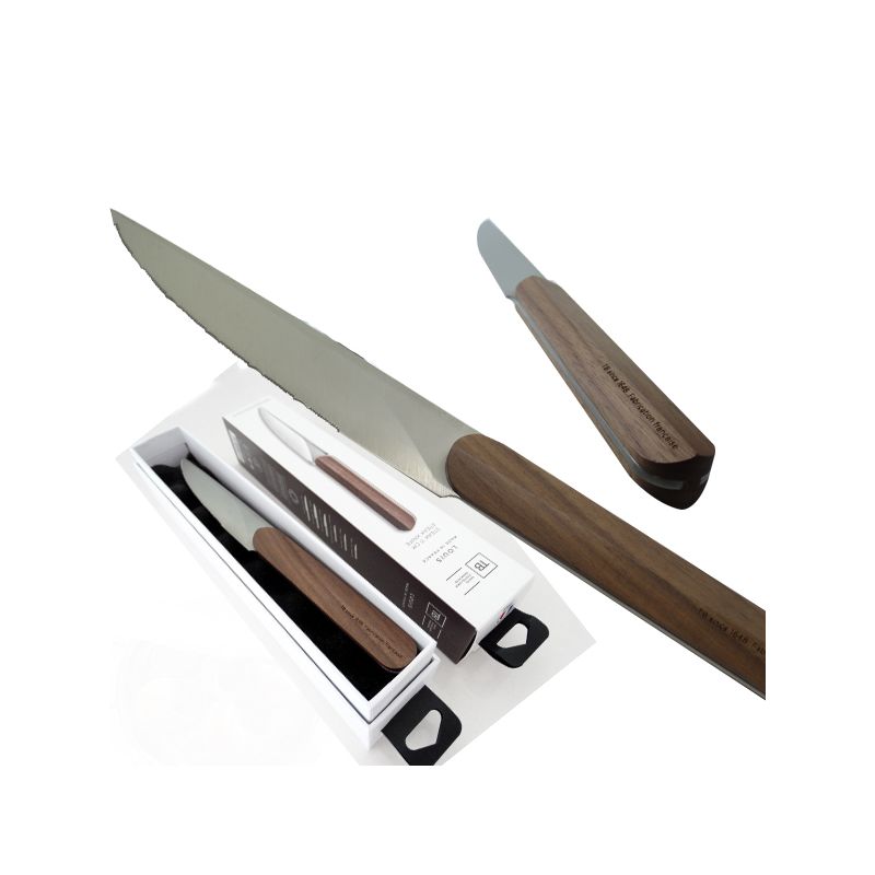Couteaux steak Création manche en bois d'olivier lame lisse