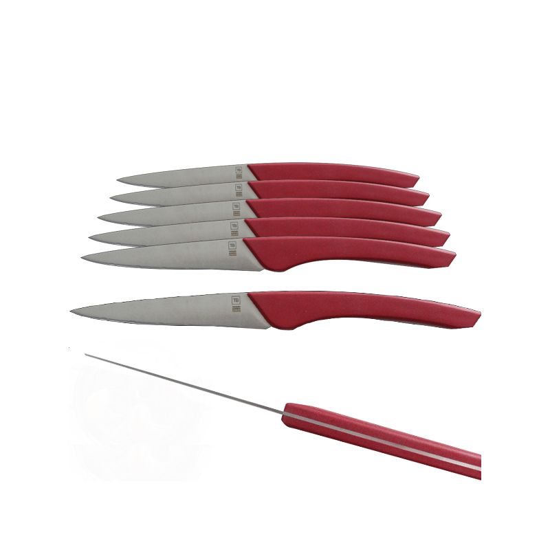 Lot 6 couteaux Bistrot manche polymère rouge fabrication française