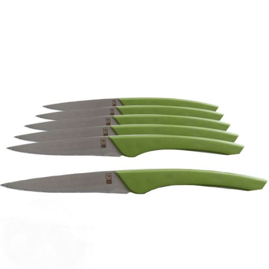 Lot 6 couteaux Bistrot manche polymère vert