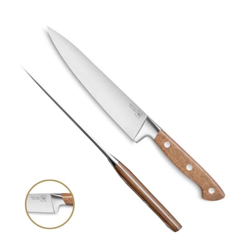 5 couteaux Georges en noyer : santoku, cuisine, office, pain et steak