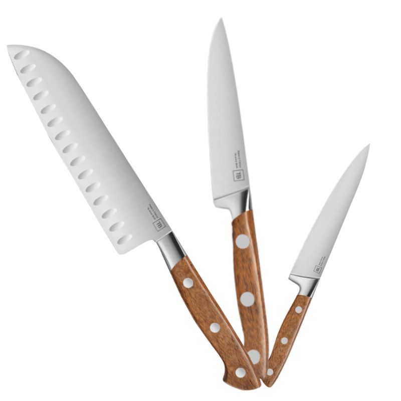 5 couteaux GEORGES artisanaux : santoku, cuisine, office, pain, steak