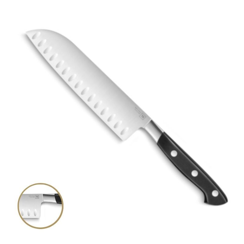 Couteau Santoku Georges, manche noir, fabrication française